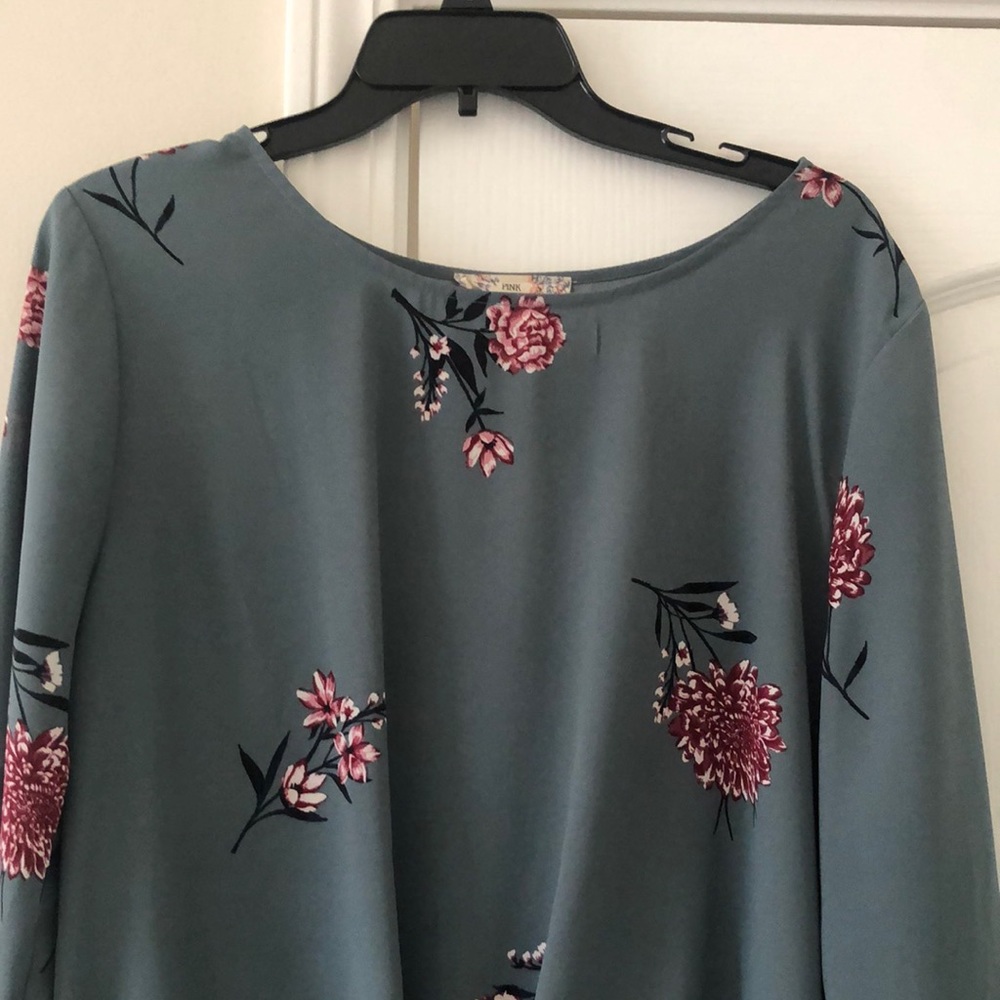 Pink Republic Floral Blouse in Teal and Pink
